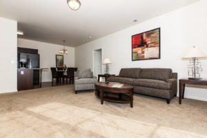 Living Room at Preston Gardens apartments