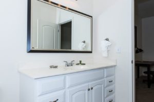 Bathroom sink at Preston Gardens apartments